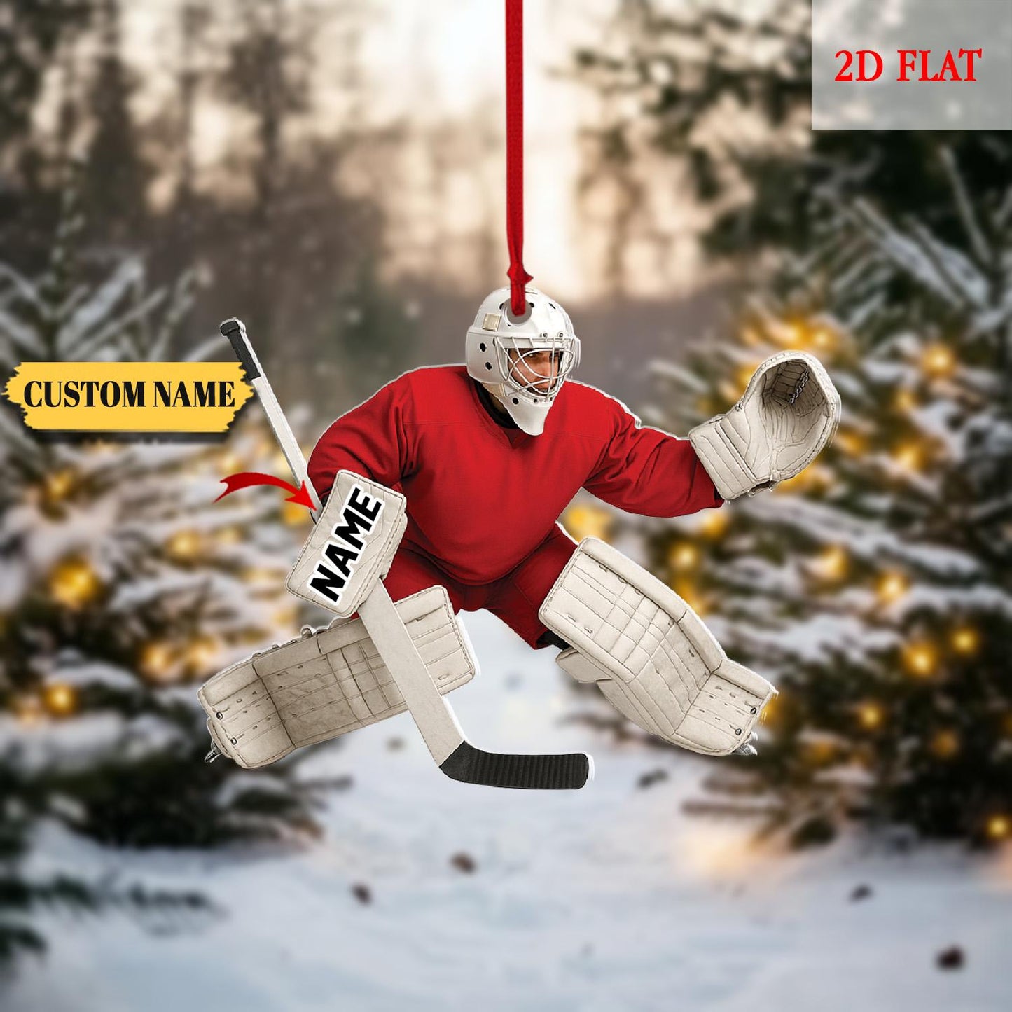 Personalized Hockey 2D Flat Ornament, Custom Name Hockey Players Ornament, Acrylic Ornament, Ice Hockey Keepsake, Hockey Christmas Ornament