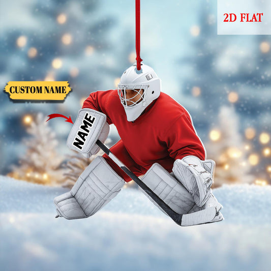 Personalized Hockey 2D Flat Acrylic Ornament, Custom Name Hockey Players Ornament, Ice Hockey Keepsake, Hockey Christmas Xmas Ornament