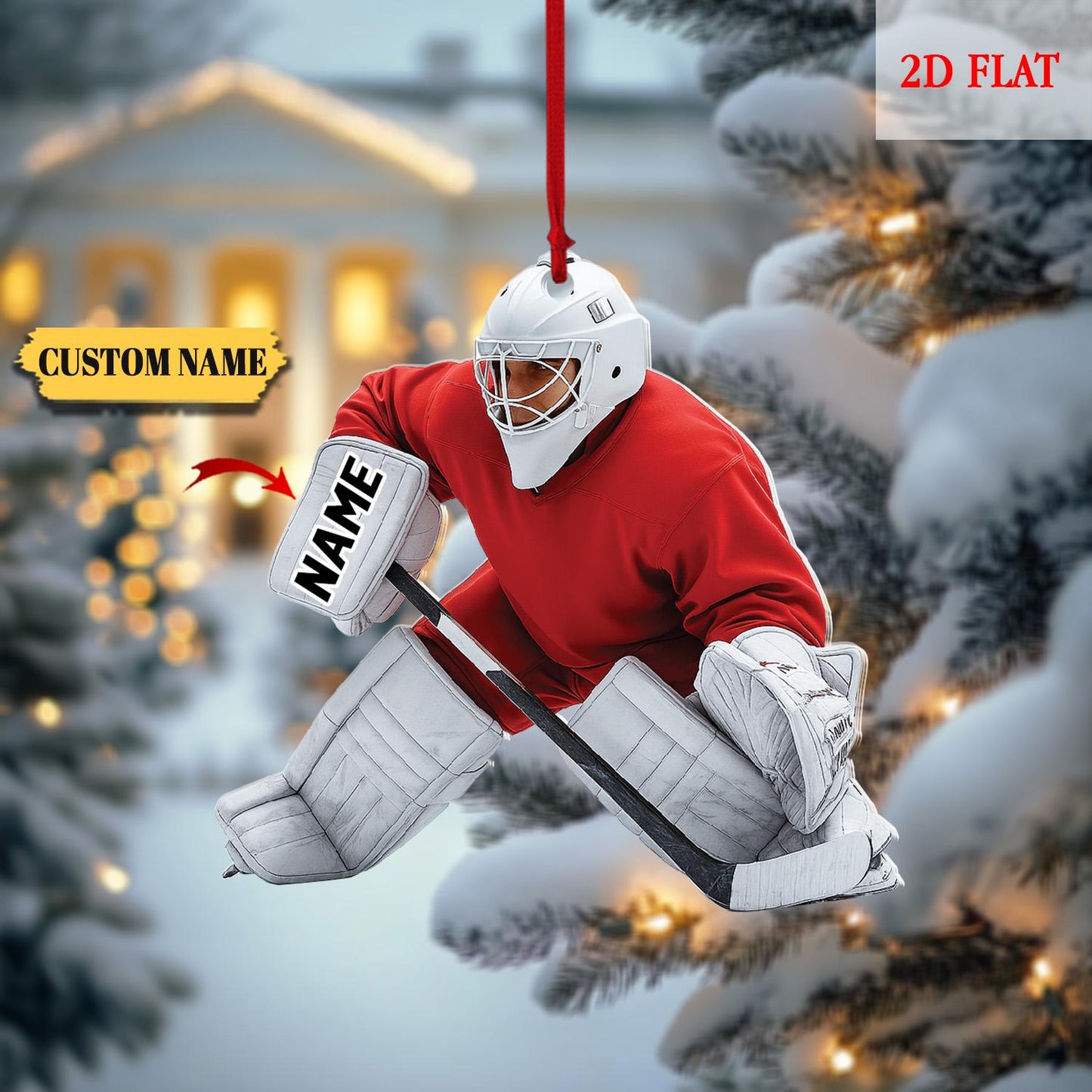 Personalized Hockey 2D Flat Acrylic Ornament, Custom Name Hockey Players Ornament, Ice Hockey Keepsake, Hockey Christmas Xmas Ornament