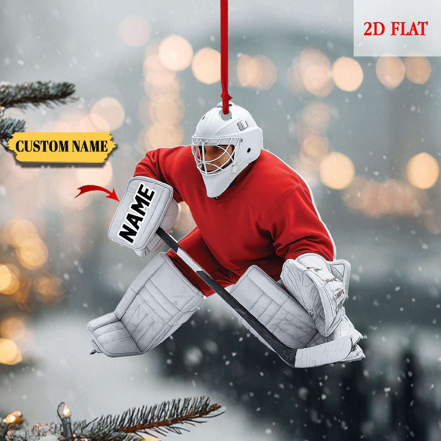 Personalized Hockey 2D Flat Acrylic Ornament, Custom Name Hockey Players Ornament, Ice Hockey Keepsake, Hockey Christmas Xmas Ornament
