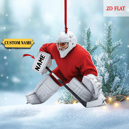 Personalized Hockey 2D Flat Acrylic Ornament, Custom Name Hockey Players Ornament, Ice Hockey Keepsake, Hockey Christmas Xmas Ornament