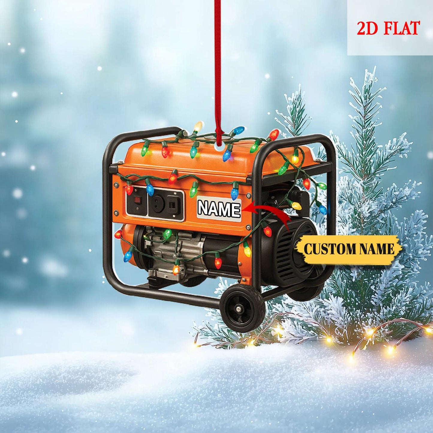 Custom Generator Acrylic 2D Flat Ornament, Personalized Electrician Christmas Ornament, Funny Holiday Ornament for Lineman, Power Tools Gift