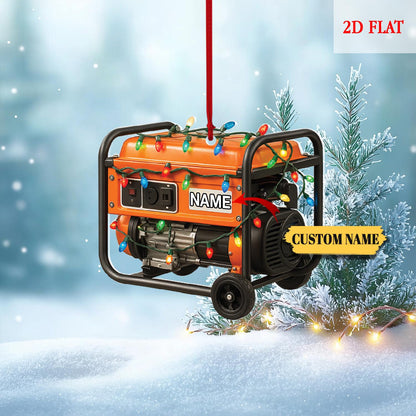 Custom Generator Acrylic 2D Flat Ornament, Personalized Electrician Christmas Ornament, Funny Holiday Ornament for Lineman, Power Tools Gift
