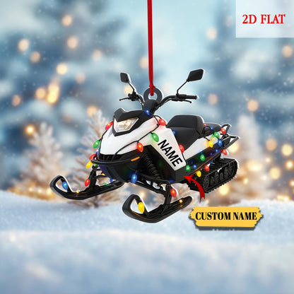 Personalized Snowmobile Motorcycle 2D Flat Christmas Ornament, Christmas Tree Decor, Snowmobile Lover Gifts, Drives Hanging Xmas Ornaments
