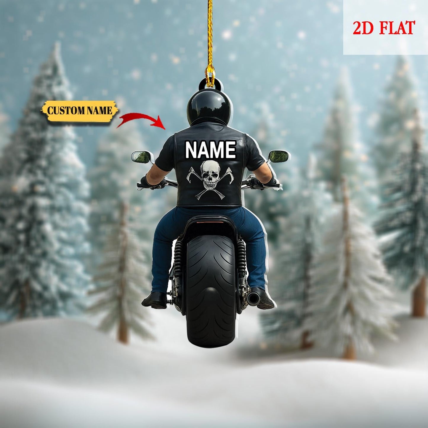 Personalized Biker Harley Motorcycle 2D Flat Acrylic Ornament,Motorcycle Lover Ornament, Biker Ornament, Motorcycle Biker Christmas Ornament