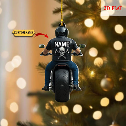 Personalized Biker Harley Motorcycle 2D Flat Acrylic Ornament,Motorcycle Lover Ornament, Biker Ornament, Motorcycle Biker Christmas Ornament