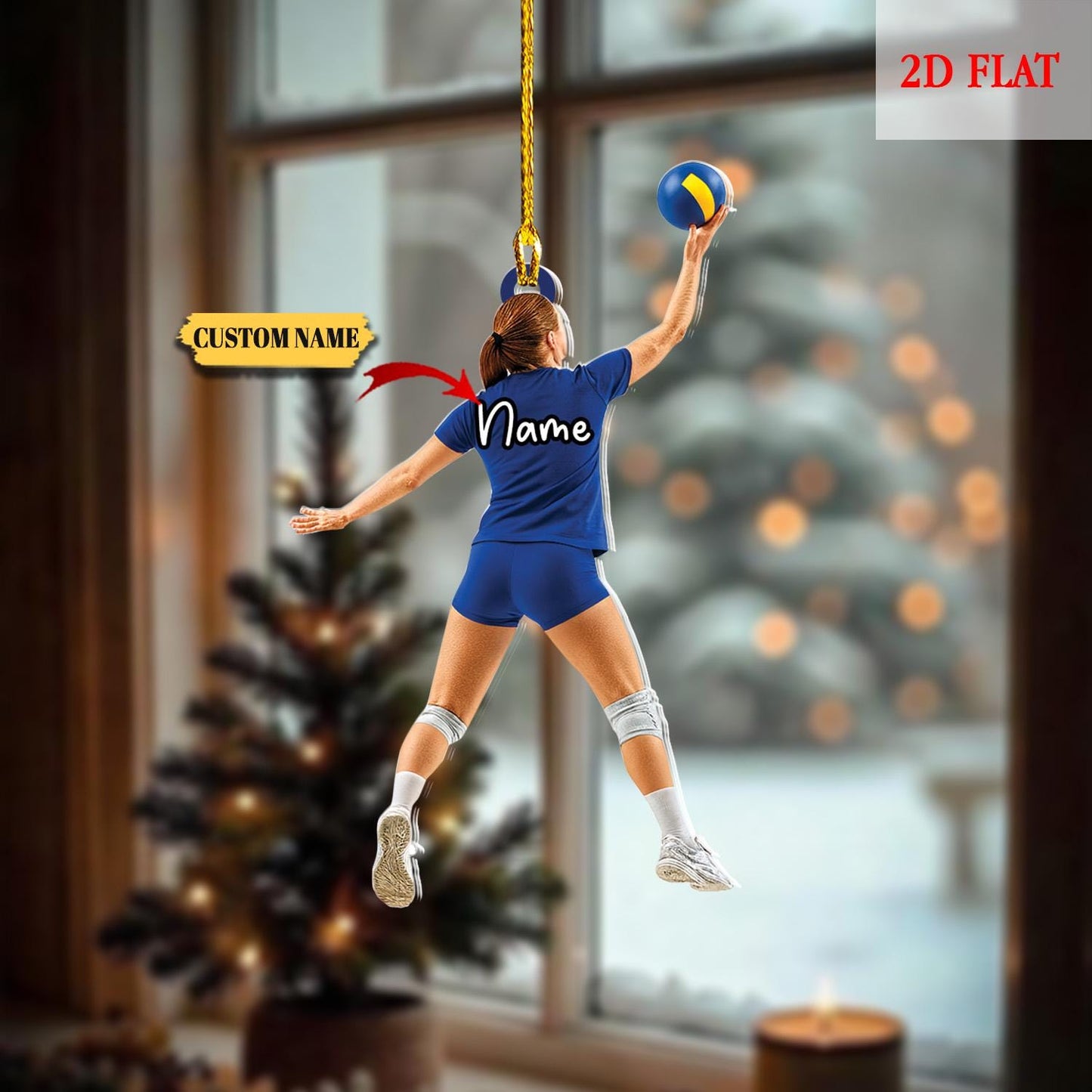 Customized Volleyball Player 2D Flat Ornament, Christmas Gifts for Volleyball Girls, Volleyball Gifts for Teen, Christmas Tree Decorations