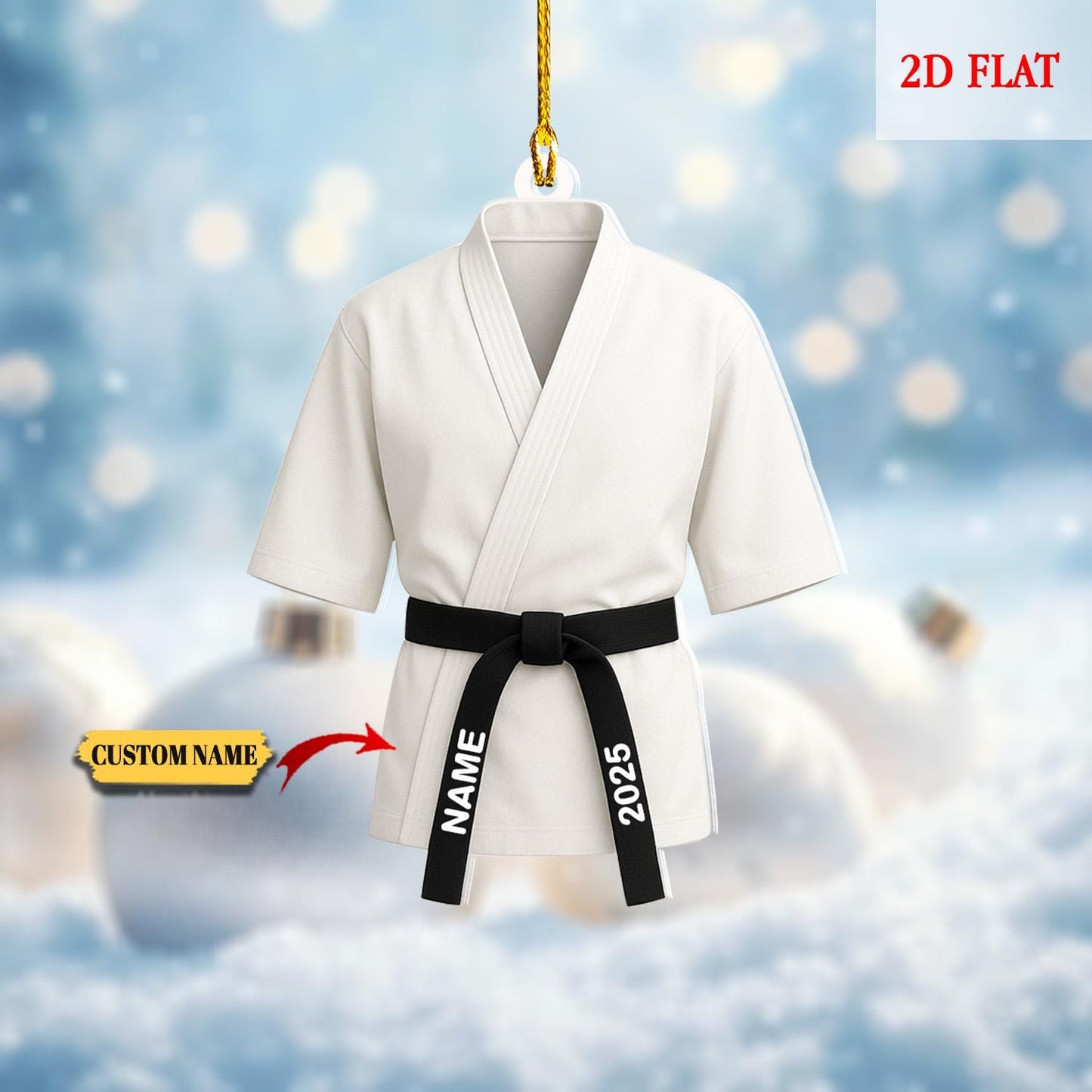 Personalized Black Belt Karate Taekwondo 2D Flat Acrylic Ornament, Martial Arts Gift, Sports Ornament, Karate Taekwondo Coach Xmas Gift