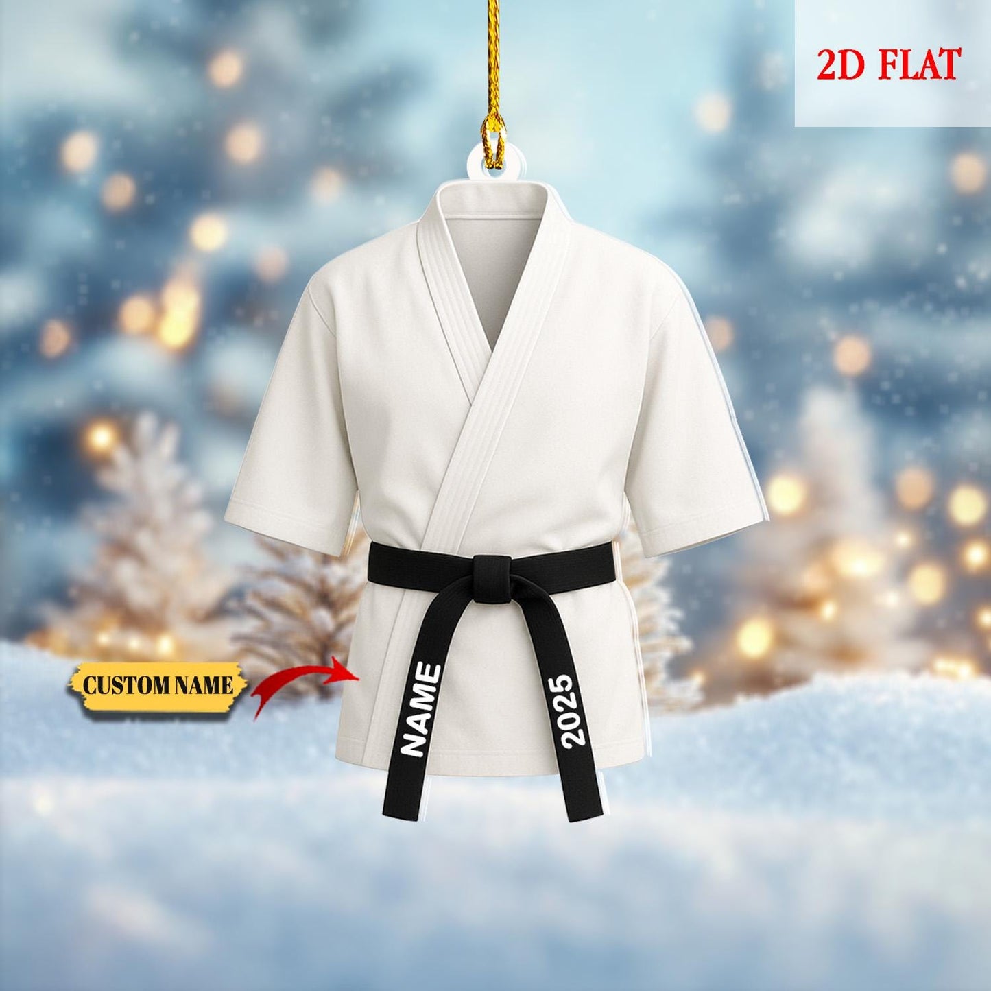 Personalized Black Belt Karate Taekwondo 2D Flat Acrylic Ornament, Martial Arts Gift, Sports Ornament, Karate Taekwondo Coach Xmas Gift