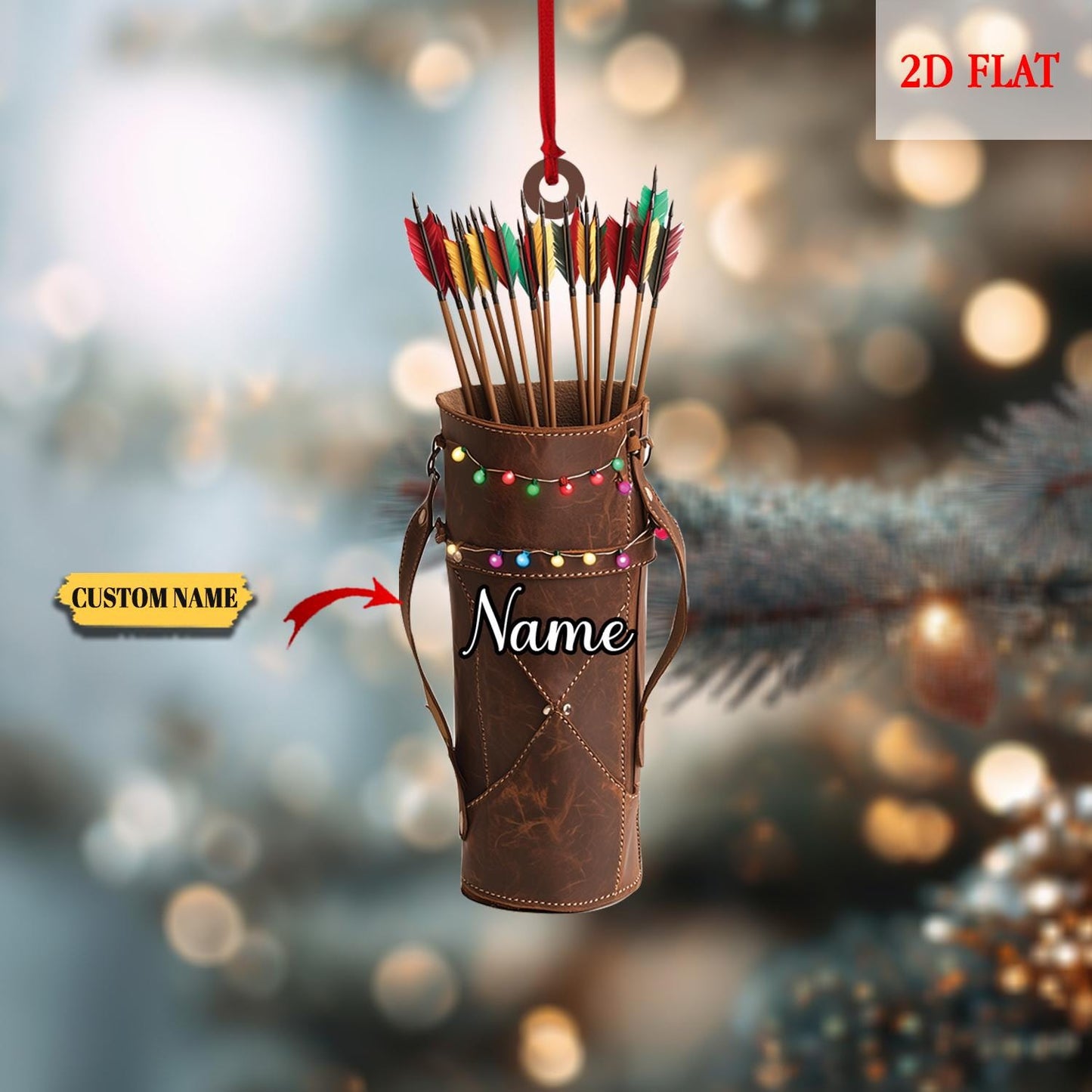 Personalized Archery Set 2D Flat Acrylic Ornament, Archery Christmas Ornament, Gift for Archery Players, Christmas Hanging Decor, Archery