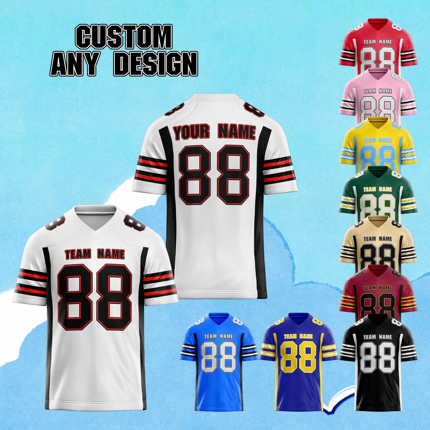 Custom Football Jersey: Personalized Team Name & Number, Recycled Fabric