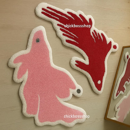 Yin Yang Koi Fish Tufted Rug | Black & White Minimalist Design