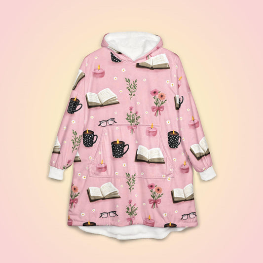 Cozy Fluffy Hooded Blanket Hoodie - Warm Winter Wearable Throw, Book Lover Gift, Christmas Present, Soft Comfortable Sweatshirt, Snuggle Up