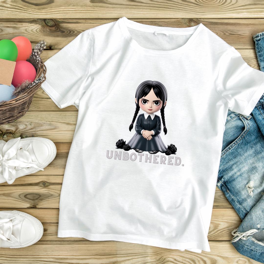 Unbothered Wednesday Addams Inspired T-Shirt | ADULT Gothic Aesthetic Comfort Colors Tee | Spooky Season Streetwear Unisex Shirt