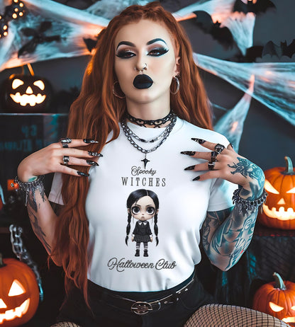 Witchy Gothic Halloween T-Shirt: Spooky Wednesday Addams Style