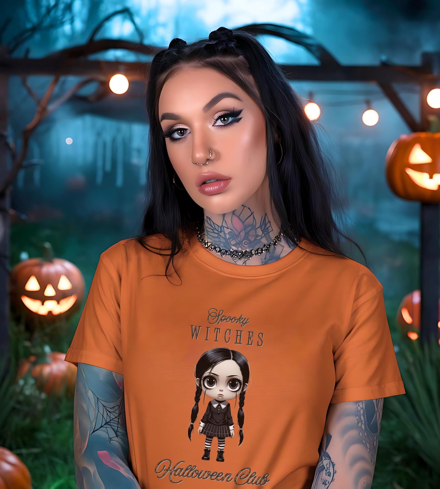Witchy Gothic Halloween T-Shirt: Spooky Wednesday Addams Style