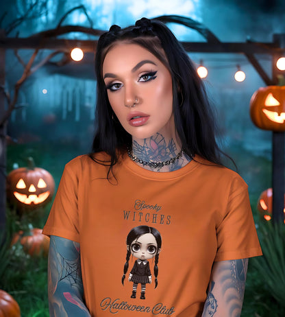 Witchy Gothic Halloween T-Shirt: Spooky Wednesday Addams Style