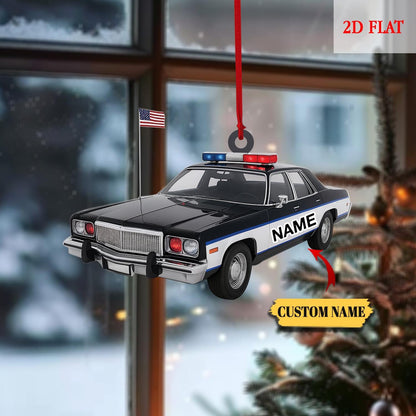 Personalized Police Car 2D Flat Acrylic Ornament, Police Man Christmas Ornament, Police Car Christmas Gifts, Police Ornament Gift for Dad