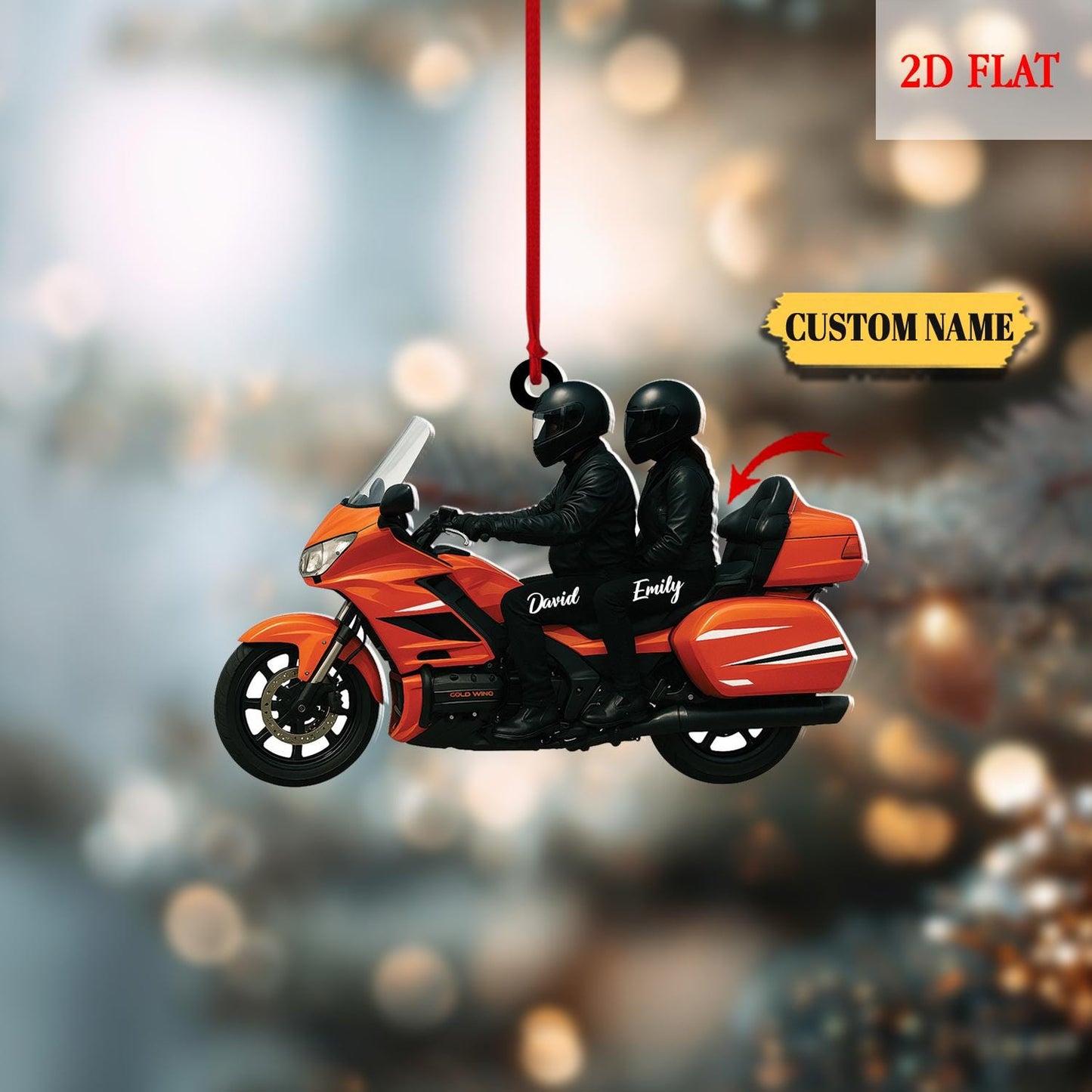 Personalized Biker Harley Motorcycle 2D Flat Acrylic Ornament, Biker Ornament, Gift for Biker, Motorbike Lovers Gift, Christmas Tree Hanger