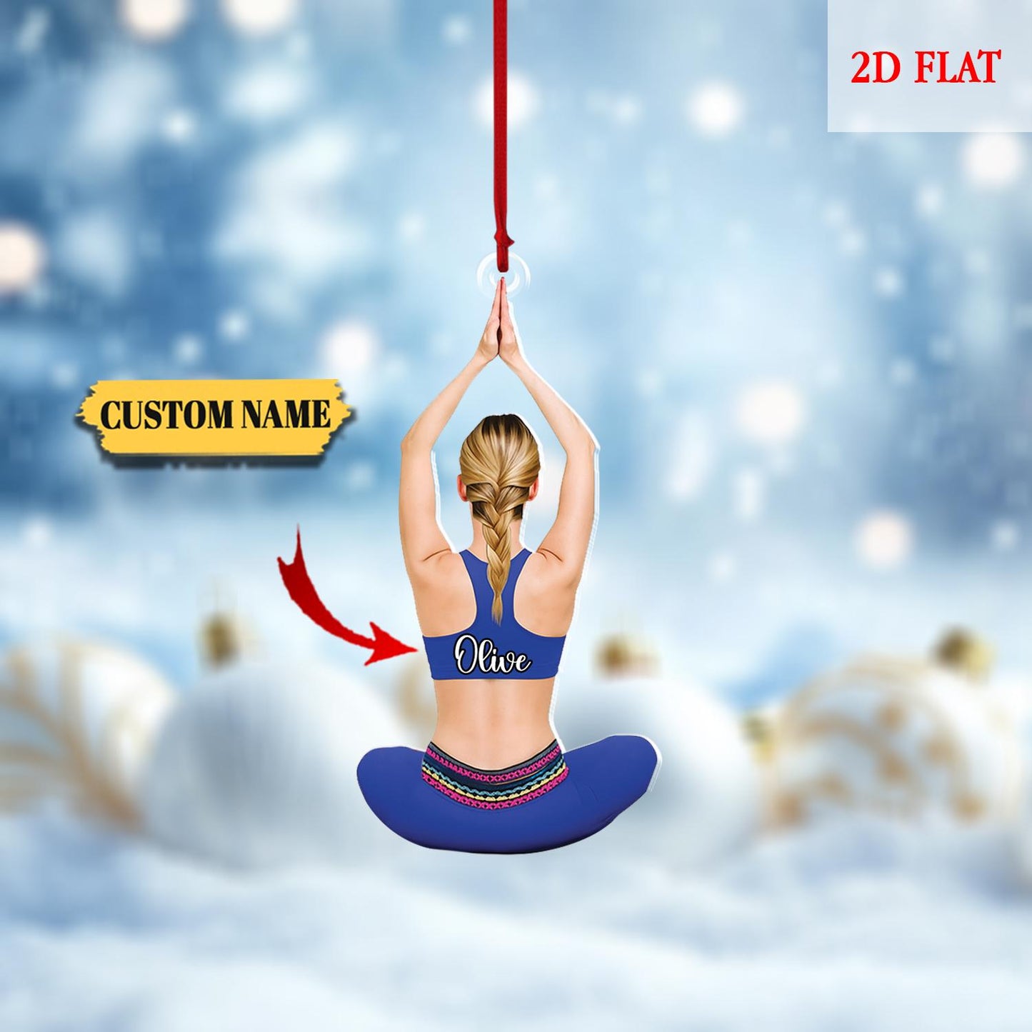 Personalized Yoga 2D Flat Acrylic Ornament, Gift For Yoga Lover, Meditator Acrylic Christmas Ornament, Gift For Yoga Lovers, Yoga Trainer