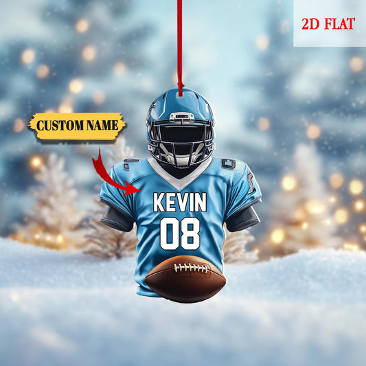 Personalized Football Uniform Flat 2D Ornament, Football Vest Car Ornament, Gift for Boyfriend, Football Player Gift, Helmet And Ball