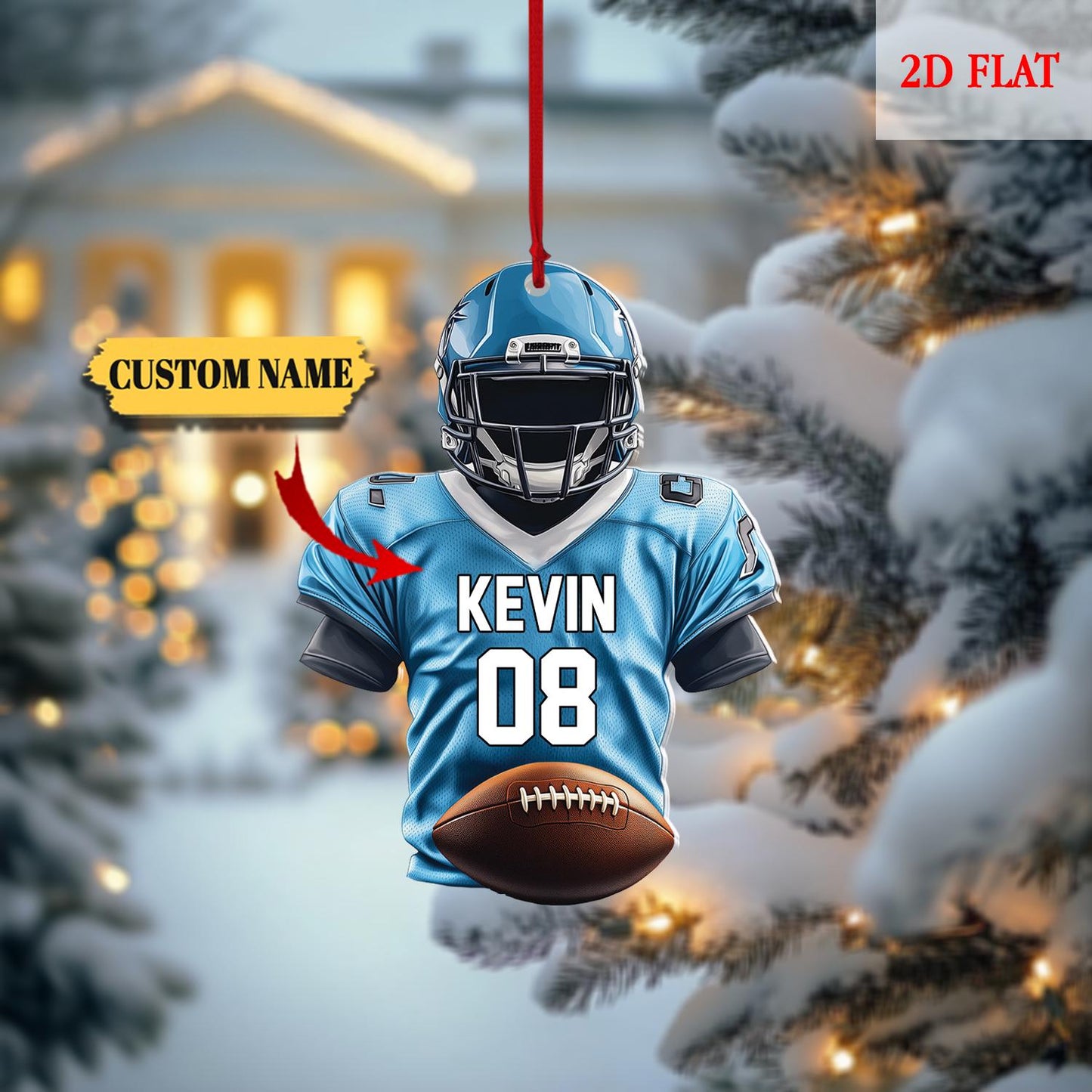 Personalized Football Uniform Flat 2D Ornament, Football Vest Car Ornament, Gift for Boyfriend, Football Player Gift, Helmet And Ball