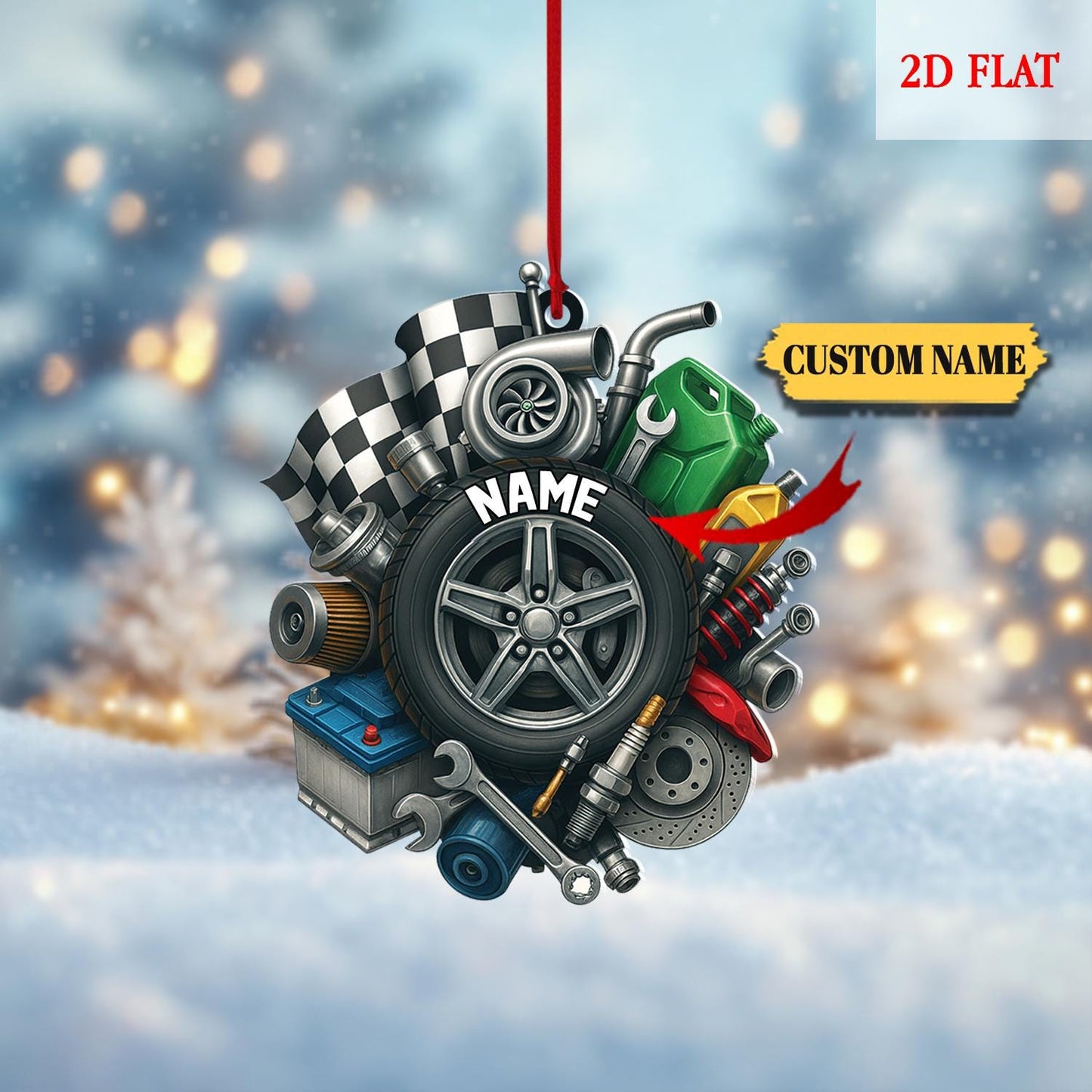 Mechanic Tool Box 2D Flat Acrylic Ornament, Christmas Tree Mechanic Repair Shop Decor Tools Garage Ornament, Christmas Gift For Mechanic