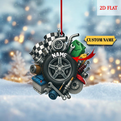 Mechanic Tool Box 2D Flat Acrylic Ornament, Christmas Tree Mechanic Repair Shop Decor Tools Garage Ornament, Christmas Gift For Mechanic