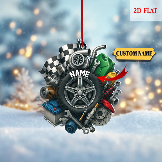 Mechanic Tool Box 2D Flat Acrylic Ornament, Christmas Tree Mechanic Repair Shop Decor Tools Garage Ornament, Christmas Gift For Mechanic