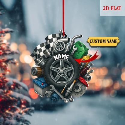 Mechanic Tool Box 2D Flat Acrylic Ornament, Christmas Tree Mechanic Repair Shop Decor Tools Garage Ornament, Christmas Gift For Mechanic