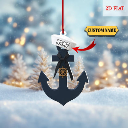 Personalized Sailor Anchor 2D Flat Acrylic Ornament, Sailboat Ornament, Sailboat Lover Gift, Nautical Ornament, Sailor Gift Keepsake