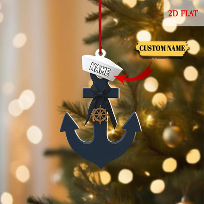 Personalized Sailor Anchor 2D Flat Acrylic Ornament, Sailboat Ornament, Sailboat Lover Gift, Nautical Ornament, Sailor Gift Keepsake