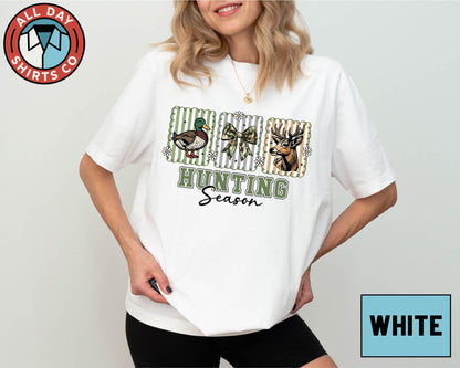 Hunting Season T-Shirt, Camo Deer Duck Bow Graphic Tee, Outdoorsmen Hunting Gift Shirt, Nature Wildlife Hunter Shirt, Outdoor Lover Gift