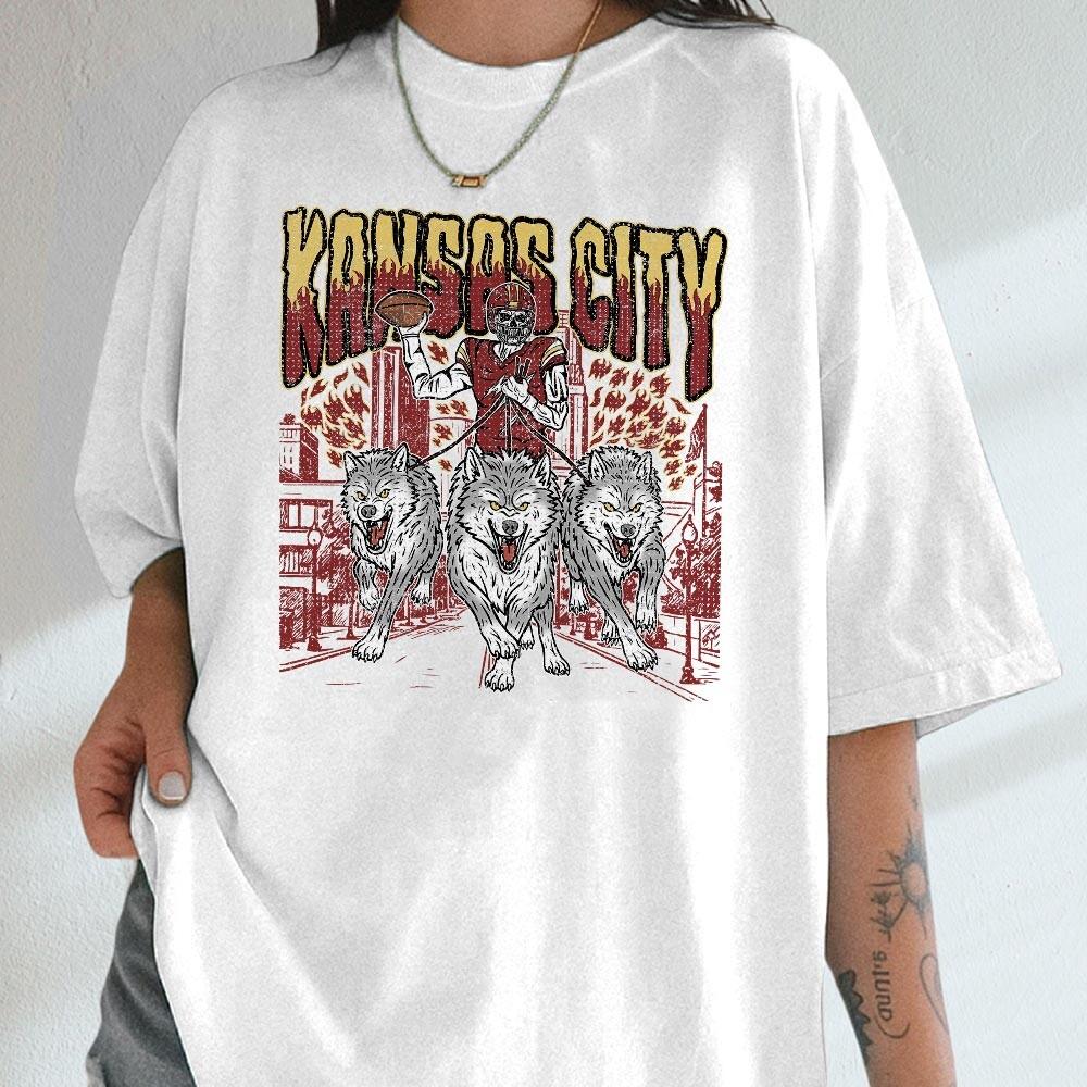 Kansas City Football Skull Vintage Shirt, Gift For Fan Football Game Day Unisex Shirt