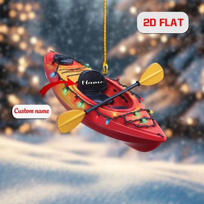 Personalized Kayak Ornament Christmas Tree, Custom Name Canoe Paddling Gift, Outdoor Adventure Holiday Decor for Kayaker Lover