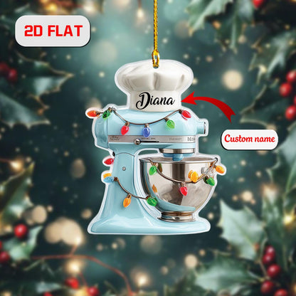 Personalized Mixer Ornament Christmas Tree, Custom Name Baking Kitchen Gift, Holiday Chef Decor Ornament for Baker Cupcake Lover