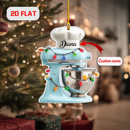 Personalized Mixer Ornament Christmas Tree, Custom Name Baking Kitchen Gift, Holiday Chef Decor Ornament for Baker Cupcake Lover