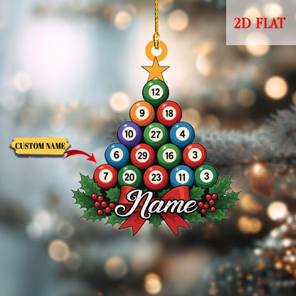 Personalized Pool Billiards 2D Flat Ornament for Lovers, Gift for Billiards Player, Sports Balls, Billiards Lover Gift, Poolball Ornament