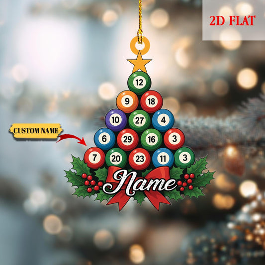 Personalized Pool Billiards 2D Flat Ornament for Lovers, Gift for Billiards Player, Sports Balls, Billiards Lover Gift, Poolball Ornament