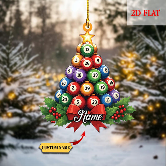 Personalized Pool Billiards 2D Flat Ornament for Lovers, Gift for Billiards Player, Sports Balls, Billiards Lover Gift, Christmas billiards