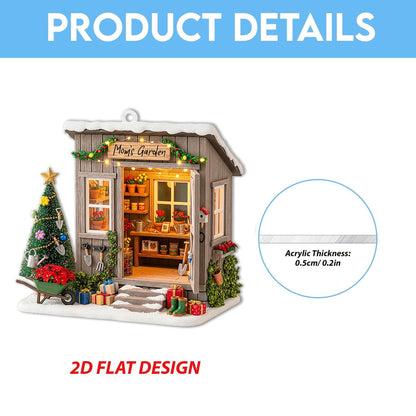 Personalized Garden Shed Christmas Ornament 2025 – Custom Name Gardener Holiday Tree Decor with Tools & Gifts, 2D Flat Onament
