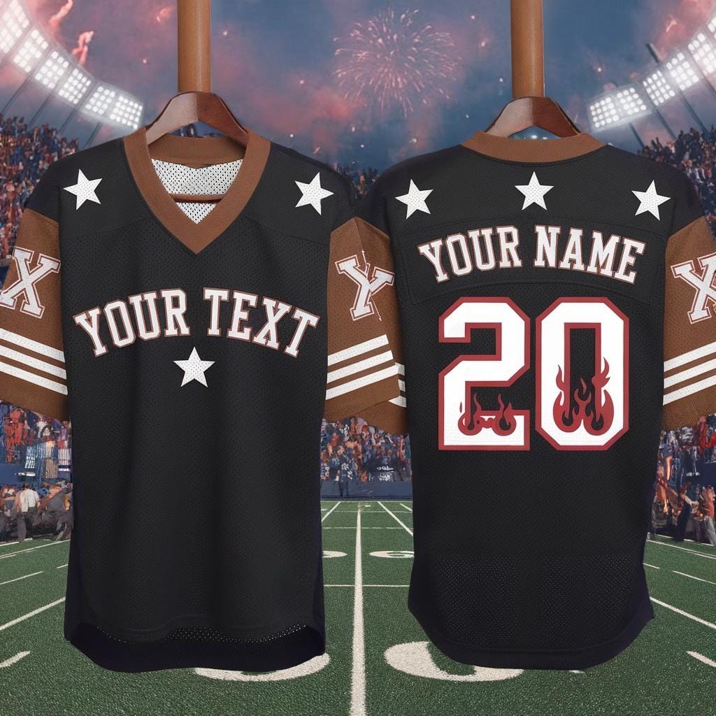 Personalized America Football Jersey with Team Name Number, Black Browns Football Jersey, Music Football Jersey, Concept Game Day Outfit