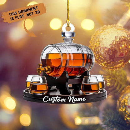 Custom Whiskey Barrel Christmas Ornament: Flat 2D Keepsake
