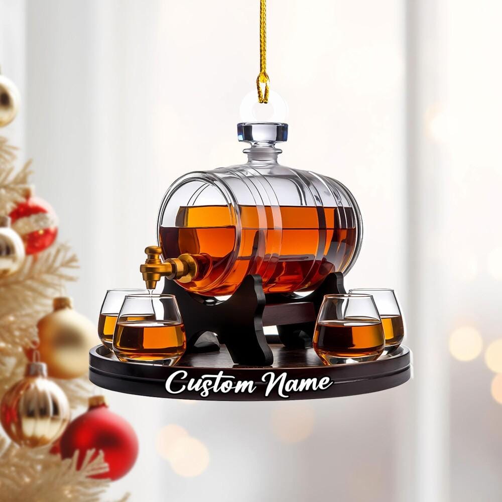 Custom Whiskey Barrel Christmas Ornament: Flat 2D Keepsake