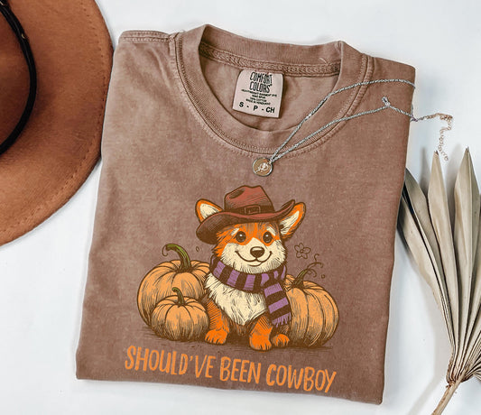Comfort Colors® Should've Been Cowboy Shirt, Corgi Pumpkin Shirt, Pumpkin Shirt, Pumpkin Fall Shirt, Corgi Mom Shirt, Cute Corgi Shirt