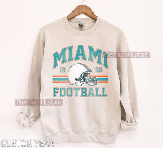 Miami Football Retro Style Shirt, Game Day Tee, Sunday Miami Football Sweatshirt, Miami Football Fan Shirt, Miami Team Rugby Gift