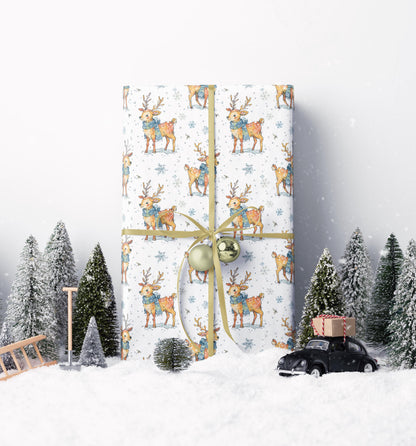 Rustic Christmas Wrapping Paper Deer | Premium Watercolor Gift Wrap Roll | Cozy Festive Holiday Supplies #8