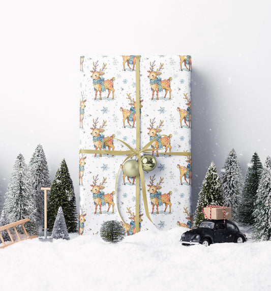 Rustic Christmas Wrapping Paper Deer | Premium Watercolor Gift Wrap Roll | Cozy Festive Holiday Supplies #8