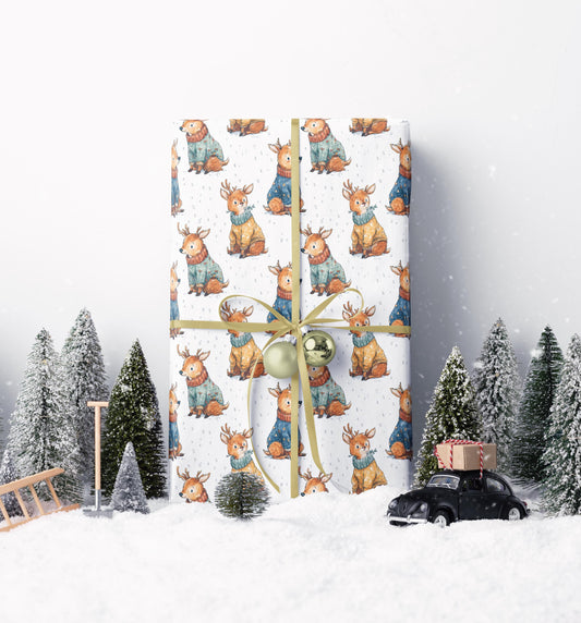 Wrapping Paper Christmas Deer Watercolor | Premium Xmas Gift Wrap Roll | Festive Holiday Wrapping Supplies #1