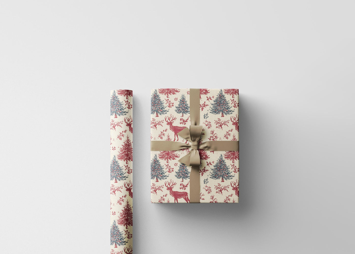 Premium Wrapping Paper Christmas Deer | Watercolor Holiday Gift Wrap | Cozy Rustic Festive Winter Roll #5